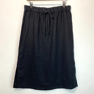Eileen Fisher 100% Organic Linen Midi Skirt in Black Women's Small